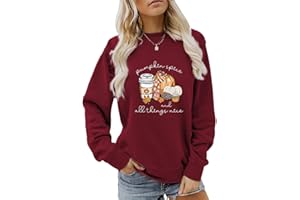MLZHAN Sweat-shirt Citrouille Spice And All Things Nice pour femme Halloween drôle citrouille café imprimé automne hiver cadeau sweatshirt