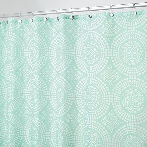 InterDesign Medallion Duschvorhang aus Stoff, 183 x 183 cm, mint - 2