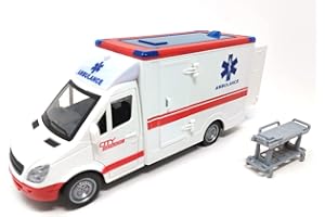 Modbrix Ambulance de sauvetage voiture jouet voiture avec lumière bleue et sirène