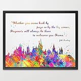 Dignovel Studios A3 Hogwarts Castle Quote Harry Potter watercolour illustration Art Print Friendship Quotes Nursery Kids Art Print Wedding Birthday Gift N381-Unframed