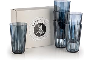 Buddy´s Bar - Juego de 6 vasos de plástico Tritan de 0,5 litros, sin BPA, aspecto de cristal, irrompibles, reutilizables y aptos para lavavajillas, 500 ml, color gris