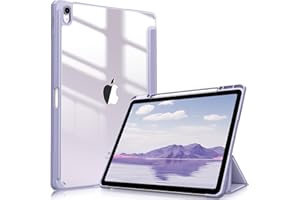 FINTIE Coque pour iPad Air 13 Pouces M3/M2 (2025/2024) - [Rangement de Stylet] Coque Transparente Claire, Étui Antichoc avec Bord en TPU Housse Pliable Sommeil/Réveil Auto, Lilas