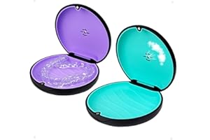 Maoerdental 2 Pack Retainer Case,Aligner Case with Vent Holes, Compatible with Invisalign, Mouth Guard Cases，Portable Slim Travel Cute Orthodontic Retainer Box (Black Purple+Black Cyan)
