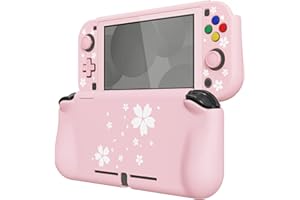 PlayVital ZealProtect Hülle für Nintendo Switch Lite,Case Hülle Schutzhülle Tasche Zubehör,Ergonomische Grip Joycon mit Schutzfolie&Joystick-/Tasten-Kappen für Switch Lite(Blütenblätter)