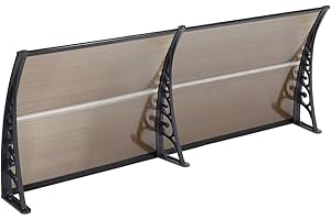 XUANYU Überdachung Haustür aus Aluminium und Polycarbonat, Vordach Haustür, Vordach für Haustür, Türdach, Balkon, Pavillion, Regenfest und UV Schutz (100×300 cm, Braun-schwarz)