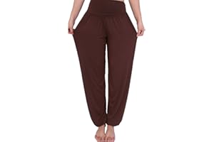 MESHIKAIER Super Doux Sarouel Pantalon Femme en Modal Pantalon Yoga Pantalon Harem Pantalon Bouffant pour Sport Jogging Danse Élastique et Extensible