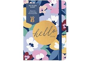 BUSYB Busy B 2026 Diary A6 Weekly Planner with To-Do Lists & Notes Pages – Compact Multicoloured Floral Journal - Week-to-View Layout, 3 Pockets & Year Planner