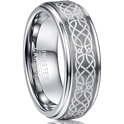 Gioielli Unisex Anello In Carburo Di Tungsteno Uomo/Donna Con Abalone E Legno Koa - 8mm, Per Fidanzamento E Matrimonio Anello Tungsteno Abalone - 10