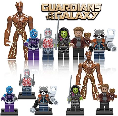 PRDTD 6 x Set of Marvel Minifigures with Tools Guardians of the Galaxy set Inc Groot Building Toys Fits Lego