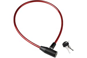 LEVENSON Lucchetto bici con cavo acciaio rinforzato 60 cm blocco tasti per protezione avanzata durevole facile da usare e altamente efficace contro i furti (Rosso)