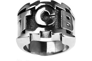 PAURO pour des Hommes Acier Inoxydable Caractère Gravé TCB Bague