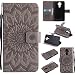 Produktbild Lonchee Huawei Mate 9 Leder Wallet Tasche Brieftasche Schutzhülle , Sonnenblumen geprägten Muster Design Hochwertige PU Leder Folio Tasche Case Hülle im Bookstyle mit Standfunktion Kredit Kartenfächer (grau)