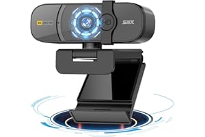 SIIIX USB Webcam, 4K/60FPS Full HD Webcam for PC, Video Calls, Computer Camera with Clear Stereo Audio, Automatic Light Correction, Plug & Play, Works with Skype, Zoom, FaceTime, Hangouts and More
