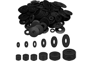 MisFun 120 Pcs Kit de Manguera Arandelas Goma, 10/12/16/20/25/30mm Arandela Plana Goma Arandelas Gomas para Pernos, Gomas Separadores Pernos para Electrodomésticos Grifos Arandela Plana Negro