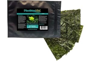 PlanktonVital Nori Powerleave Nori-Algenblätter Seaweed Meerwassser Algenfutter Fischfutter Nori Algen 10 Blätter (10)