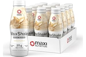 ‎MAXINUTRITION MaxiNutrition MaxShake Protein Milchshake Vanille, 12x 330ml, cremiger Eiweiß-Shake für unterwegs, 25g Protein, low fat & low carb, laktosefrei, ohne künstliche Aromen, Made in Germany