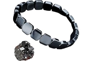 OKMINI Hemys Hematite Bracelet,Hemios Bracele/t for Men,Natural Square Shape Hematite Bracele/t,Fashion Men Bracelet with H/ematite,Adjustable B/racelets Gift for Husband,Daily Wear Black B/racelets