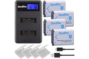 DuraPro Lot de 4 Batterie NP-BX1 NP BX1 + Chargeur Double USB LCD pour Sony NP-BX1 Batterie Sony DSC-RX100 RX100 II DSC-WX500 HX300 WX300 HX400 V WX300 WX350 HDR AS100 V AS200 V AS15 AS30 V AS30