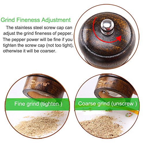 Nature Gewürzmühlen Eichenholz 5.7 * 1.96 Zoll Pfeffermühle Salzmühle - 8