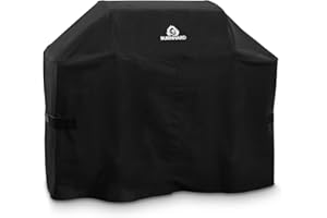 BURNHARD Funda Impermeable para Parrilla 145 x 120 x 75 cm Cubierta Protectora Impermeable de Calidad con Cierres de Velcro de Ajuste Universal, Funda de Barbacoa con Recubrimiento de PVC y Ranuras de