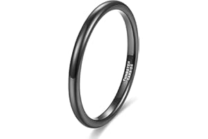 Zakk Anillos para mujer y hombre negro de tungsteno estrecho pulido anillo de compromiso anillos de pareja 2mm 4mm 6mm 8mm