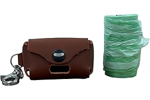 ENDS CUOIO Porta sacchetti cane in cuoio, dispenser sacchetti cane, accessori per cani di taglia grande, piccola, porta sacchetti cane da guinzaglio in pelle, Made in Italy (M, Marrone scuro)