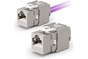 VCELINK 2 x CAT 6A Keystone RJ45 Modul für LAN Kabel 10 Gbit/s bis 500 MHz AWG 22-26 Werkzeuglos LSA Vollgeschirmt STP Einbaubuchse für Patchpanel und Netzwerkdose