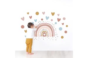 Tanlaby Arcobaleno Fiore Adesivi Murali Boemia Pois Punti Cuori Stelle Adesivi Da Parete Vinile Stickers Muro per Bambini Ragazze Camera da Letto Stanza Della Scuola Materna Decorazioni Murali