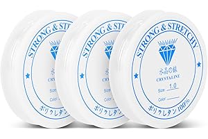 NEXMEE 3 Rouleaux de Fil Élastique Transparent pour Bracelets et Décorations (0,6 mm X 14 m / 0,8 mm X 7 m / 1,0 mm X 5 m)