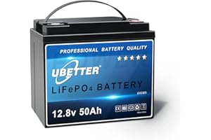UBETTER LiFePO4 12V 50Ah, Batería de Litio 12V 50Ah con 50A BMS, 6400Wh, 4000+ Ciclo Profundo, Soporte en Conexión Serie/Paralelo, Uso Interior y Exterior.