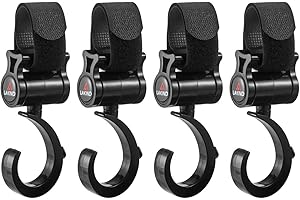 O-KINEE DireeKids Crochets Poussette 4 pack Accroche Poussette Sacs Crochet pour Poussettes Accessoire Clip Poussette Universel (Plastique-4pcs)