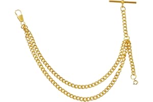 ALWESAM Pocket Watch Chain Albert T-Bar Chain Antique T Shaped Hanging Watch Chain 14 Inch Single Link Vest Belt
