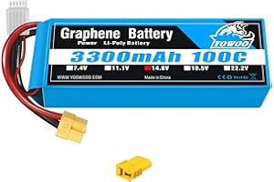 YOWOO POWER YOWOO Batteria al grafene 14.8V 3300mAh 100C 4S Batteria Lipo con XT60 e connettore Deans T Batteria Lipo per aereo RC Elicottero Aereo per auto Camion Barca UAV Drone FPV Quadricottero
