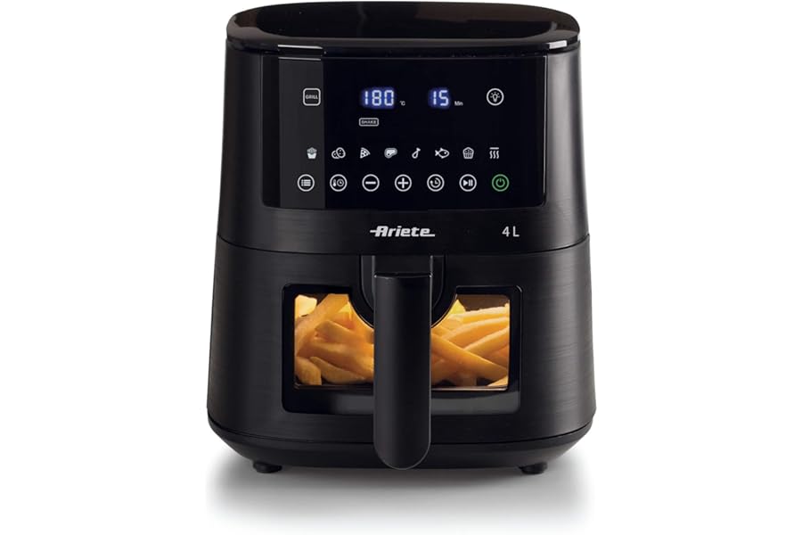 Ariete 4633 Air Fryer 4L, 1400W, 4L Capacity, 9 Programs, Shake and Grill Function, Temperature up to 200°C, Black
