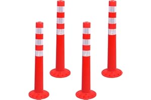 ZincOrange Set di 4 pali da 30"/75 cm, paletti portatili, arancioni con anelli riflettenti per la costruzione di strade, sicurezza parcheggio e controllo del traffico