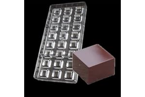 Ecosway 3D - Formina per cioccolatini in policarbonato trasparente, per 24 cioccolatini di forma quadrata fai-da-te