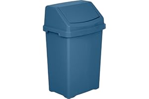 JMS we create smile 8L/25L/50L Litre Swing Lid Bin Waste Recycle Plastic Dustbins Kitchen, Home, Office, Bathroom Rubbish Trash Refused Bins (Navy, 50L)
