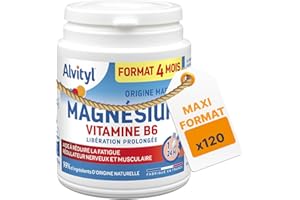 Alvityl Magnésium 300mg Origine Marin + Vitamine B6 - Libération Prolongée - Diffusion lente et progressive - Stress, Fatigue, Irritabilité - Fabriqué en France - Comprimés 120 Jours