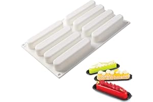 OCPO KITCHEN Moule à Barre de Céréales, Moule Silicone Rectangulaire, Moule à Patisserie, Moules Silicone en Forme de Doigt pour Pain, Gâteaux, Barres de Chocolat, Puddings et Biscuitsts, 8 Cavités