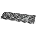 JOYACCESS Rechargeable Bluetooth Wireless Keyboard, Ultra Slim Aluminum Design, Full Size Wireless Keyboard with Numeric Keypad, Quiet QWERTY Advanced Wireless keyboard for Mac-Grey