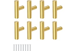 JANDH Maniglie Armadio, 8 Pezzi Pomelli per Mobili in oro, Pomelli per Mobili a Forma di T, Acciaio Inossidabile, Per Cassetti, Mobili, Armadi, Guardaroba