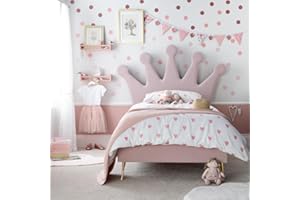 happybeds Kids Pink Velvet Bed, Princess Pastel Pink Upholstered Children's Theme Bed - 3ft UK Single (90 x 190 cm)