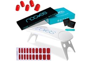 NOOVES Láminas de Uñas de Gel Precurado Rojas + Lámpara de secado de uñas UV/LED PORTÁTIL 8w|Tiras De Uñas De Gel semicurado|Pegatinas Uñas Semipermanente en Gel|Gel Nail stickers|Uñas de gel Pegatinas