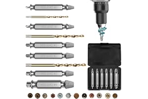 AHDXKUE 6PCS Damaged Screw Remover and Extractor Bit Set with 3 Twist Drill Bit, Screw Extractor Set Tool, Model HSS 6542 Broken Bolt Extractor for Stripped, Rusted, and Stubborn Screws