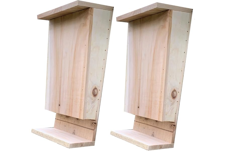Selections Wooden Bat Box House with Landing Perch and Grooved Interior - Pack of 2