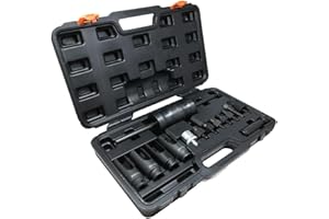 Autojack 14 Piece Diesel Injector Puller Removal Tool for Bosch Delphi Siemens Diesel Injector Remover Common Rail Adaptor