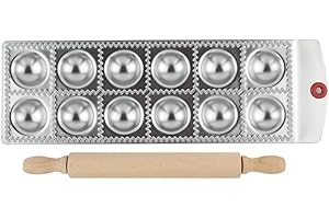 Molde de Raviolis de Aluminio con Rodillo, FantasyDay Juego de 2 Molde para Empanadillas Moldeador de Ravioles - Ideales Molde para Hacer Raviolis, Pierogi, Pie, Empanadillas, Pastas o Galletas