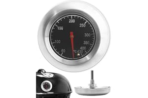 HOMETOOLS.EU® Thermomètre de barbecue en acier inoxydable résistant à la température, Ø 7,5 cm, 10 °C à 400 °C