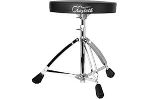 Augioth Drum Throne with Adjustable Height, Thick Padded Seat for Comfort, Heavy-Duty Steel Base & Non-Slip Feet – Perfect for Beginners, Professionals & Home Use