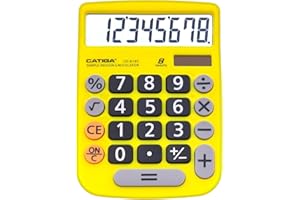 CATIGA Calcolatrice da tavolo a 8 cifre con energia solare e display LCD, tasti grandi, per casa, ufficio, scuola, classe e affari, 4 funzioni, piccole calcolatrici di base per scrivania, CD-8185